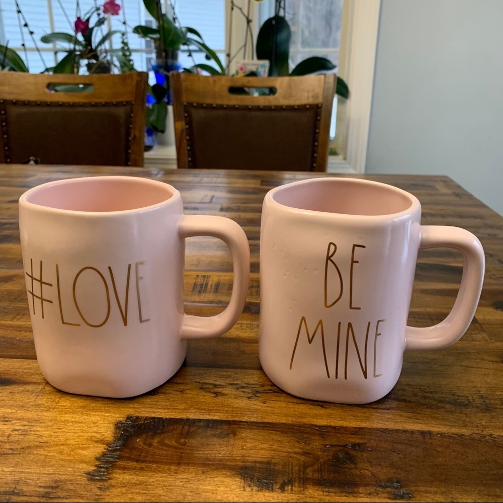 Rae Dunn “Love” & “Be Mine” Pink Mug Set